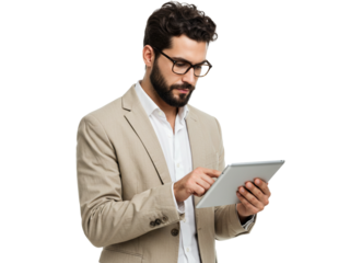Focused Young Businessman Using Tablet Computer