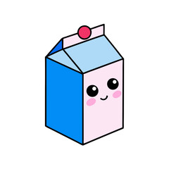 Cute Kawaii Milk Carton with Sparkly Eyes