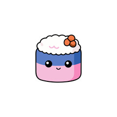 Cute Kawaii Sushi with Joyful Face and Heart Accent