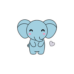 Fototapeta premium Kawaii Elephant Baby with Winking Face
