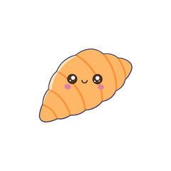 Obraz premium Kawaii Croissant with Sparkly Eyes and Star