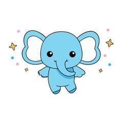 Obraz premium Kawaii Elephant Baby with Blushing Cheeks