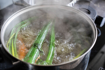 Boiling Fresh Vegetables in a Pot for the most delicious and nutritious meal preparation