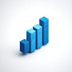 3D bar graph icon, light blue