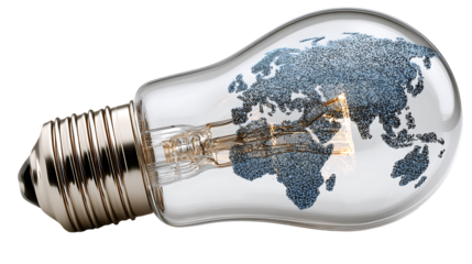 World Map Illuminated Lightbulb