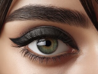 Obraz premium Smoky eye makeup tutorial inspiration; various shades expertly applied - shadow palette intense elegant inspiration tutorial