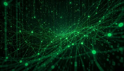 Fototapeta premium Green Digital Network Lines Background