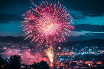The dazzling fireworks in the night sky