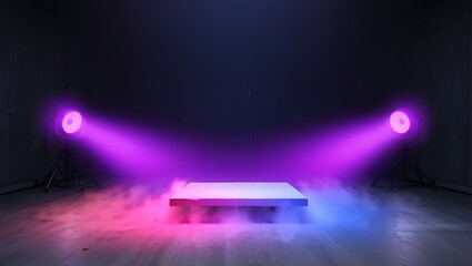 Neon Glow Product Showcase with Dramatic Lighting and Fog Effects