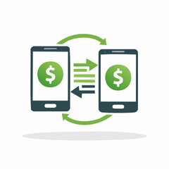 Mobile phone-based money transfer, illustrating peer-to-peer digital currency exchange.
