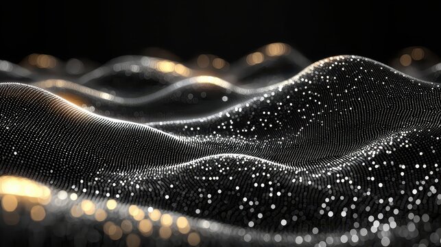 A stark black and white chart line descends, a harbinger of economic turmoil against a backdrop of abstract technology swirling with data streams, signifying a potential financial meltdown and 