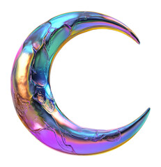 PNG Crescent moon abstract vibrant design.