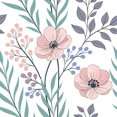 Elegant Watercolor Floral Vector Design with Pastel Flowers and Greenery