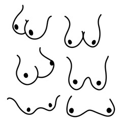 Vector illustration. Female bust. Large set for printing.	
