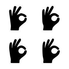 OK hand gesture icon in black silhouette, approval or agreement symbol, simple minimal flat design, communication or feedback concept, use for UX, app design, education, or marketing visuals
