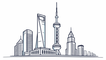 Fototapeta premium Stylized Black and White Illustration of a City Skyline