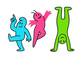 Happy Abstract Characters Dancing and Playing