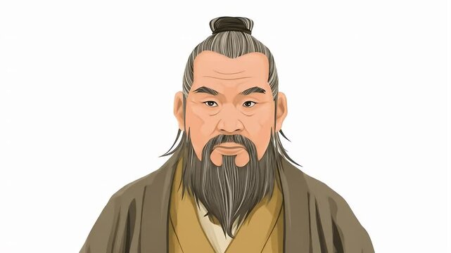 Illustration of Confucius in Traditional Chinese Robe