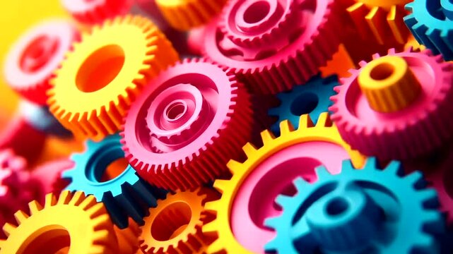 Colorful Gears in Bright Background Design
