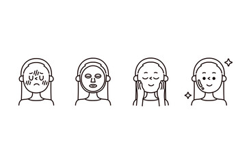 日焼けケアの人物イラストセット