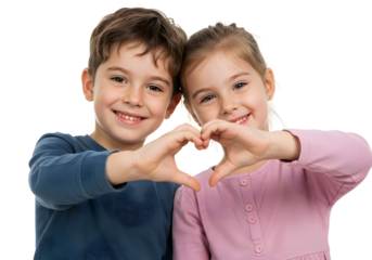 Happy Kids Forming Heart With Hands Love Sign