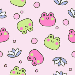 Cute frog pattern background vector design