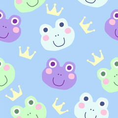 Cute frog pattern background vector design