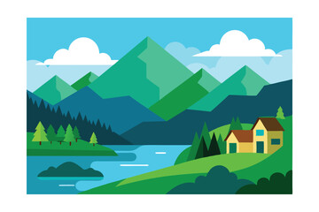 Obraz premium Mountain Valley Landscape Printable