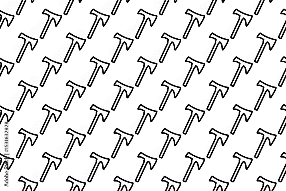 Poster seamless pattern completely filled with outlines of axe symbols. elements are evenly spaced. illustr