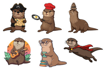 Adorable otter sticker collection