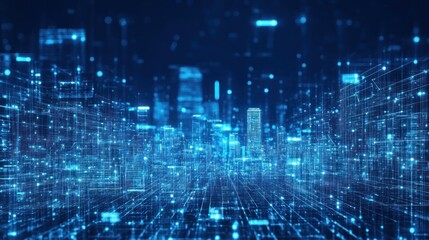 Obraz premium Abstract cityscape, digital network of buildings