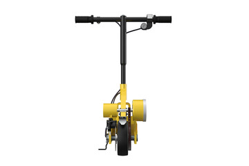 Bright Yellow Electric Scooter 3D Render PNG - High Resolution Isolated Urban Transport E-Scooter for City Commute, Eco-Friendly Personal Mobility Vehicle with Transparent Background