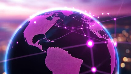 Stylized earth globe network digital global communication technology - Powered by Adobe