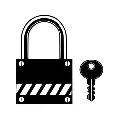 Minimalist Padlock and Key Illustration, Hand-Drawn Lock and Key Sketch, Monochrome Security Symbol Drawing, Simple Lock and Key Artwork, Black and White Lock and Key Concept