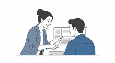 Collaborative Review: Woman Explaining Document to Man