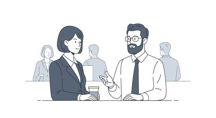 Business Meeting Illustration: Collaboration & Discussion