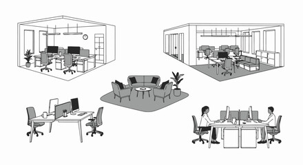 Modern Office Layouts: Open Space and Private Rooms