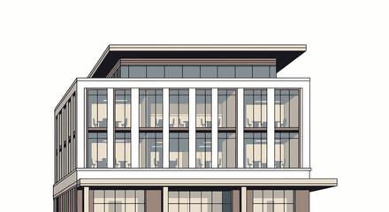 Fototapeta premium Modern Office Building Facade with Glass Windows