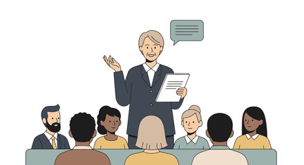 Business Presentation - Diverse Team Listening to a Leader