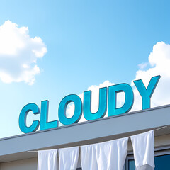 Floating Clouds and CLOUDY Glass Typography in the Sunlight

