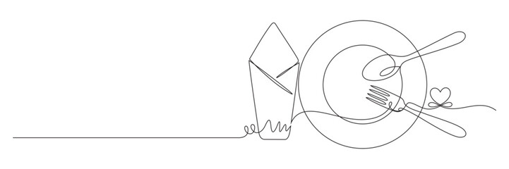 continuous line drawing of cutlery vector 7