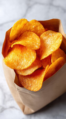 Crispy chips in bag mockup create delightful snack experience perfect for sharing or enjoying alone
