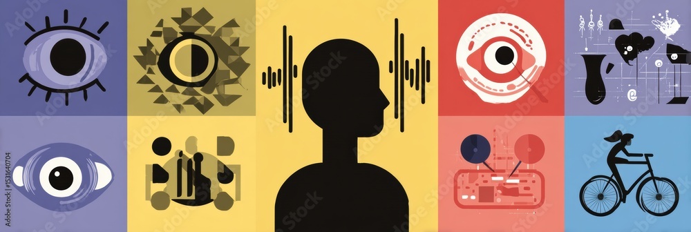 Poster exploring various learning styles such as visual, auditory, and kinesthetic through engaging flat de