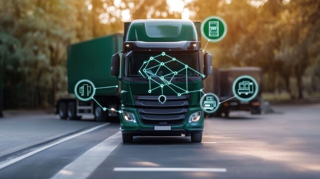 Augmented reality interface displaying delivery routes and live freight updates