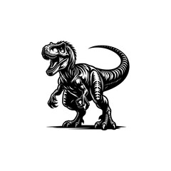 Fototapeta premium Tyrannosaurus Rex Dinosaur Vector Illustration in Bold Black and White Style with Detailed Musculature and Fierce Expression