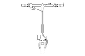 e-scooter Electric Scooter Technical Drawing Illustration - Blueprint Style Line Art for Urban Mobility and Engineering Design - Monochrome Outline Schematic Diagram for Modern Vehicle Technology 