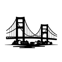 Golden Gate Bridge Silhouette with Waterfront Houses