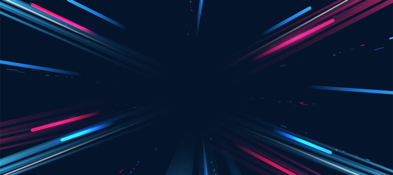 Futuristic digital neon motion lines technology background. glowing blue and pink lines. innovation background for tech event poster or presentation business