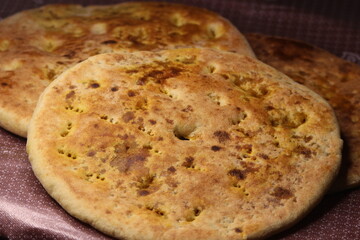 Fresh Moroccan Stuffed Bread Close Up, Amazigh Bread