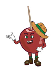  Mascot character of Love Apple, a typical food of the Brazilian June festival. Isolated on a transparent background